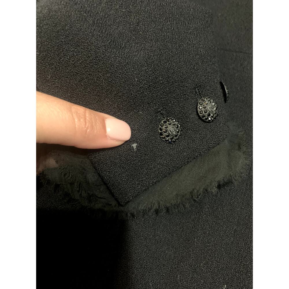 Chanel women's black chiffon trim jeweled wool blazer size 50 - Picture 8 of 13